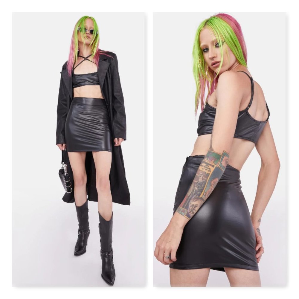 Tic Toc Matte Vinyl Skirt Set